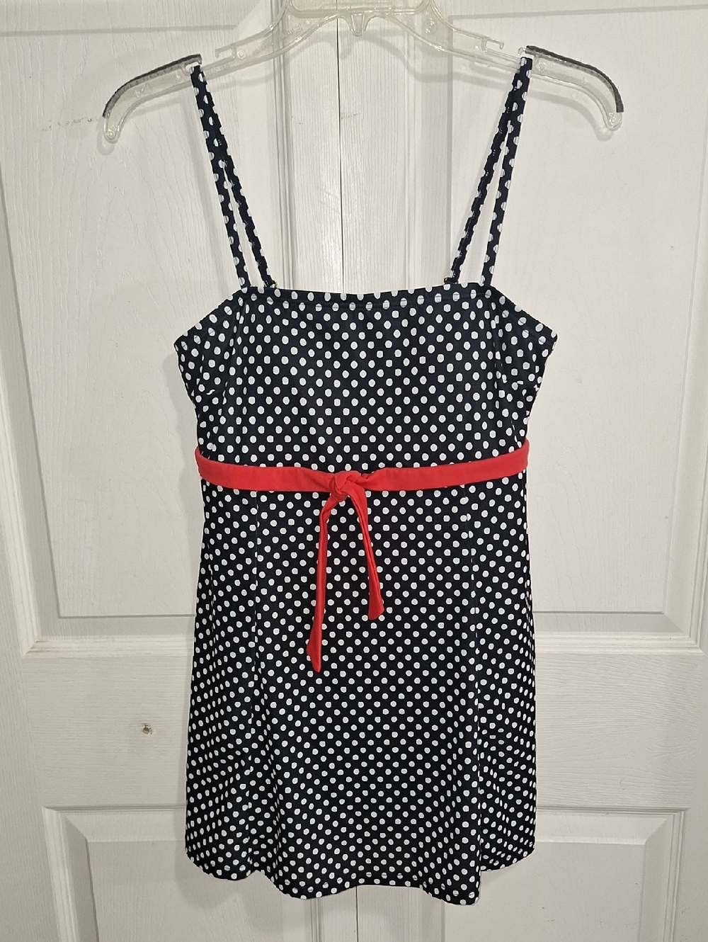 Retro A Shore Fit One Piece Swimsuit / Dress - 10 - Black White Polka Dots